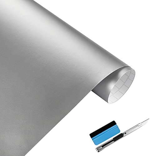 LZLRUN Car Matte Vinyl Wrap Adhesive Film Air Release Decal Sheet (Silver, 1ft x 5ft)