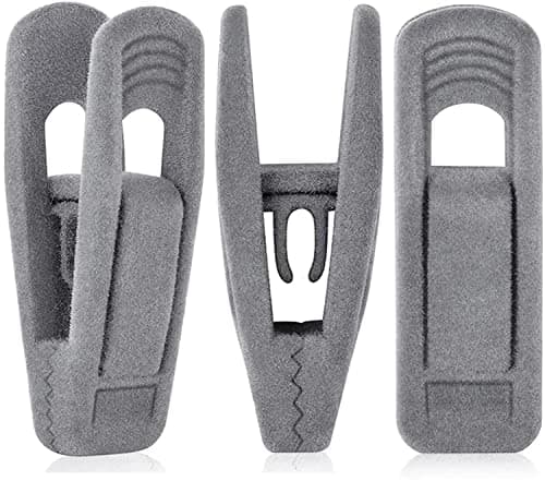 TOFIIGREM Grey Hanger Clips for Velvet Hangers - 40 PCS Gray Nonslip Velvet Hanger Clips, Skirt Hanger Flocking Clips Fit for Slim Velvet Hangers