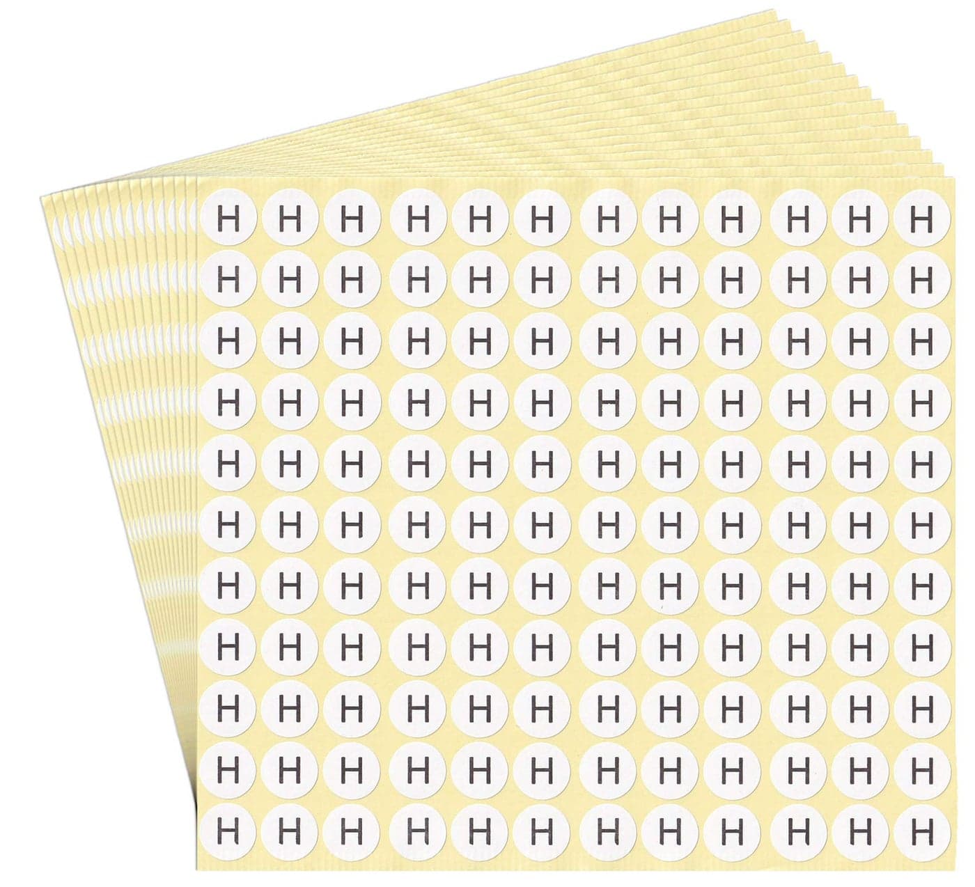 dealzEpic Alphabet Stickers of The Letter H Small Round Paper SelfAdhesive Peel and Stick Letter Labels Set of 15 Sheets