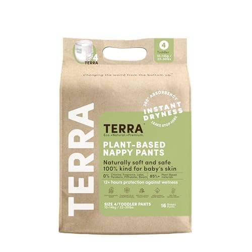 Terra Training Pants Size 4 85 Plant Based PullUp Style Diapers UltraSoft ChemicalFree for Sensitive Skin Superior Absorbency Perfect Overnight Diapers for Toddlers 2230 Pounds 16 Count
