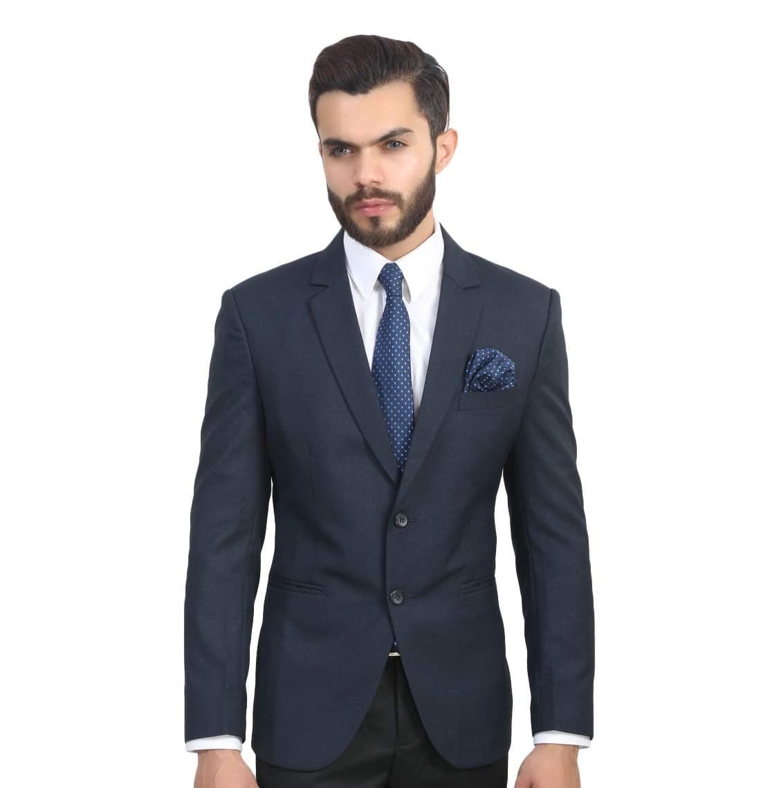 MANQ Men's Slim Fit Single Breasted Blazer (BL-101-38-Blue_Blue_38)
