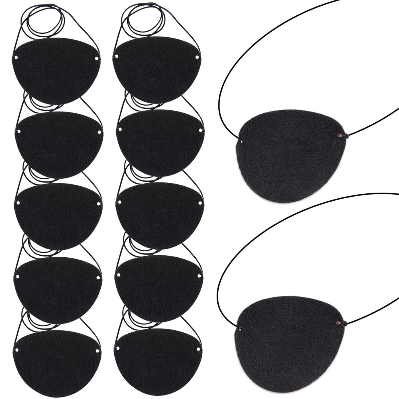 YGDZ Eye Patch 12pcs Soft Felt Eye Patches for Adults Kids Adjustable Single Eye Mask for Lazy Eye Black