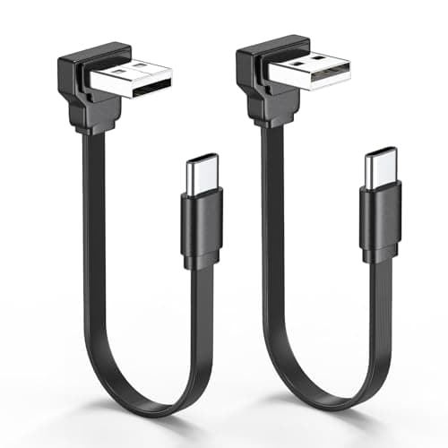 JUXINICE 2PCS Right Angle USB to Type C Adapter 90 Degree Flat USB A to C CableShort Flexible Male to Male Cable 66W 4inch10CM for Vehicles Desktop PCs Smartphonesand MoreUP AngleDown Angle