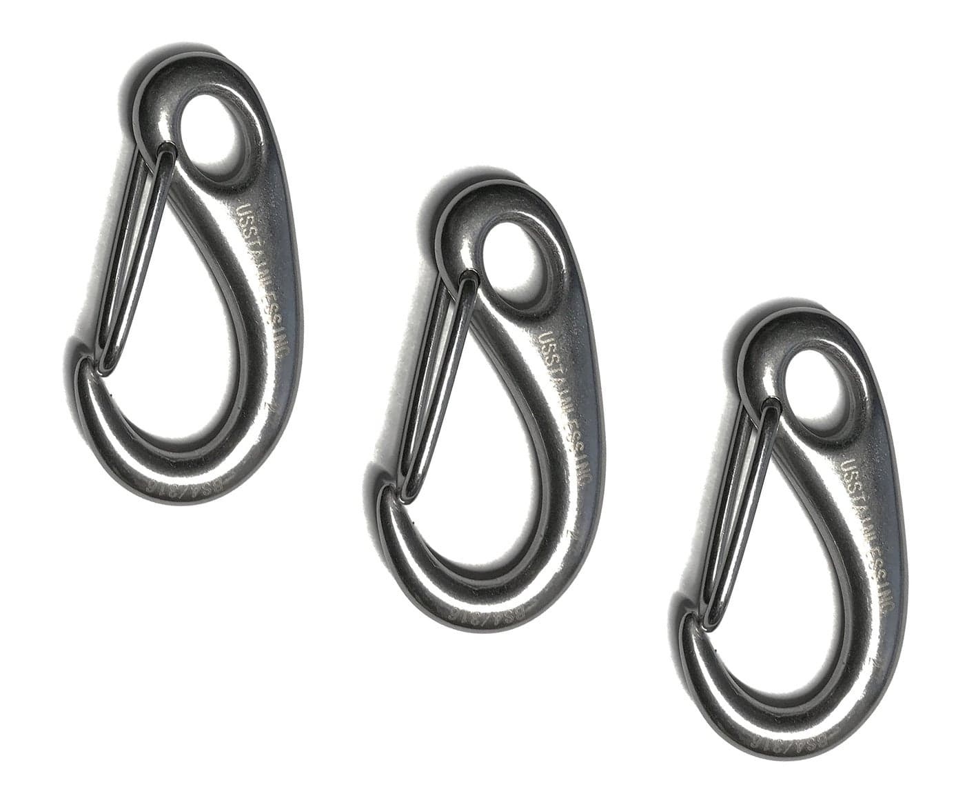 US Stainless 3 Pieces Stainless Steel 316 Spring Snap Lobster Claw 2" Marine Grade