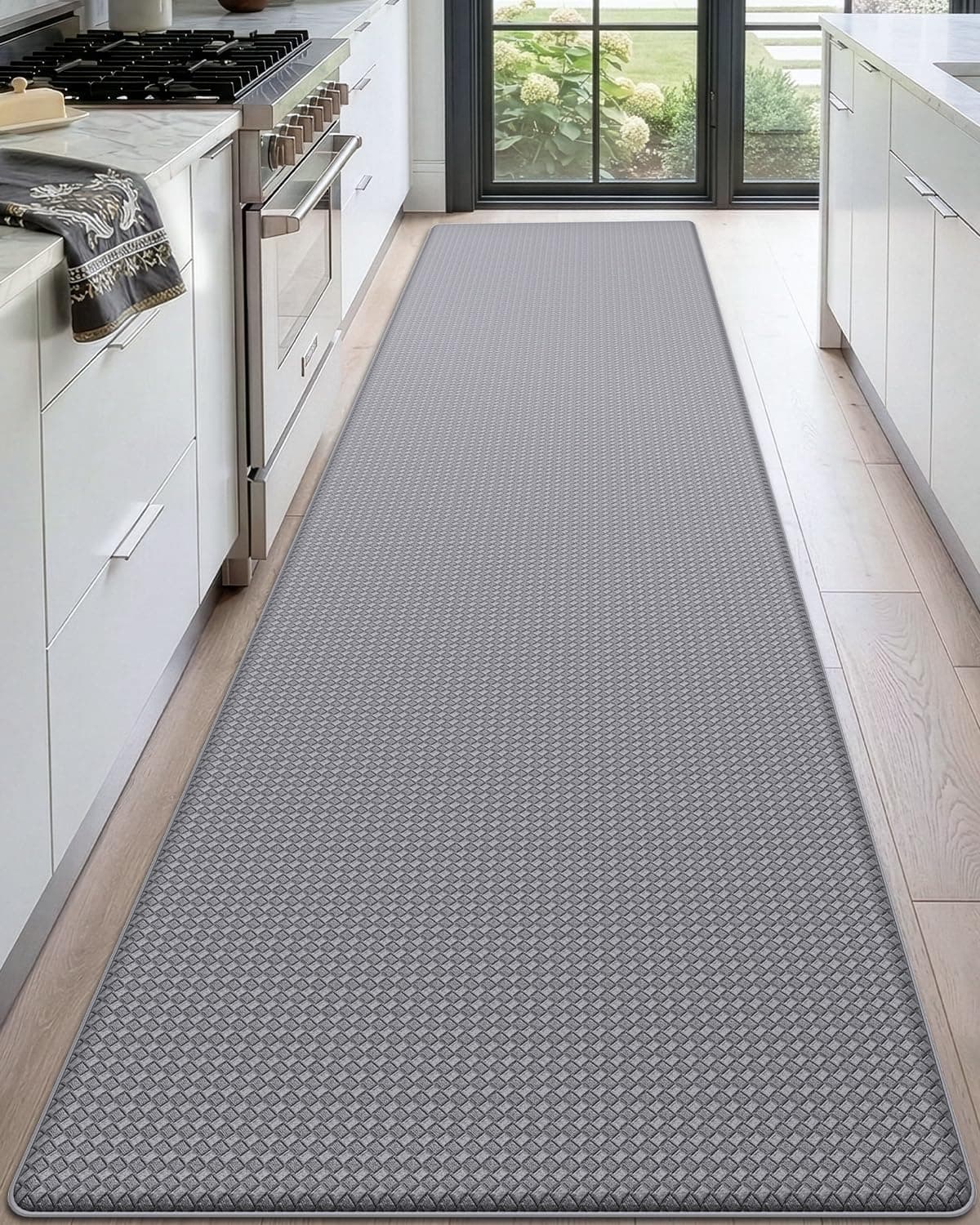 DEXI Kitchen Floor Mats Cushioned Anti Fatigue, 23x86, Large Long Standing Runner Rug Waterproof, Comfort Memory Foam Padded for Front Sink Laundry, Grey