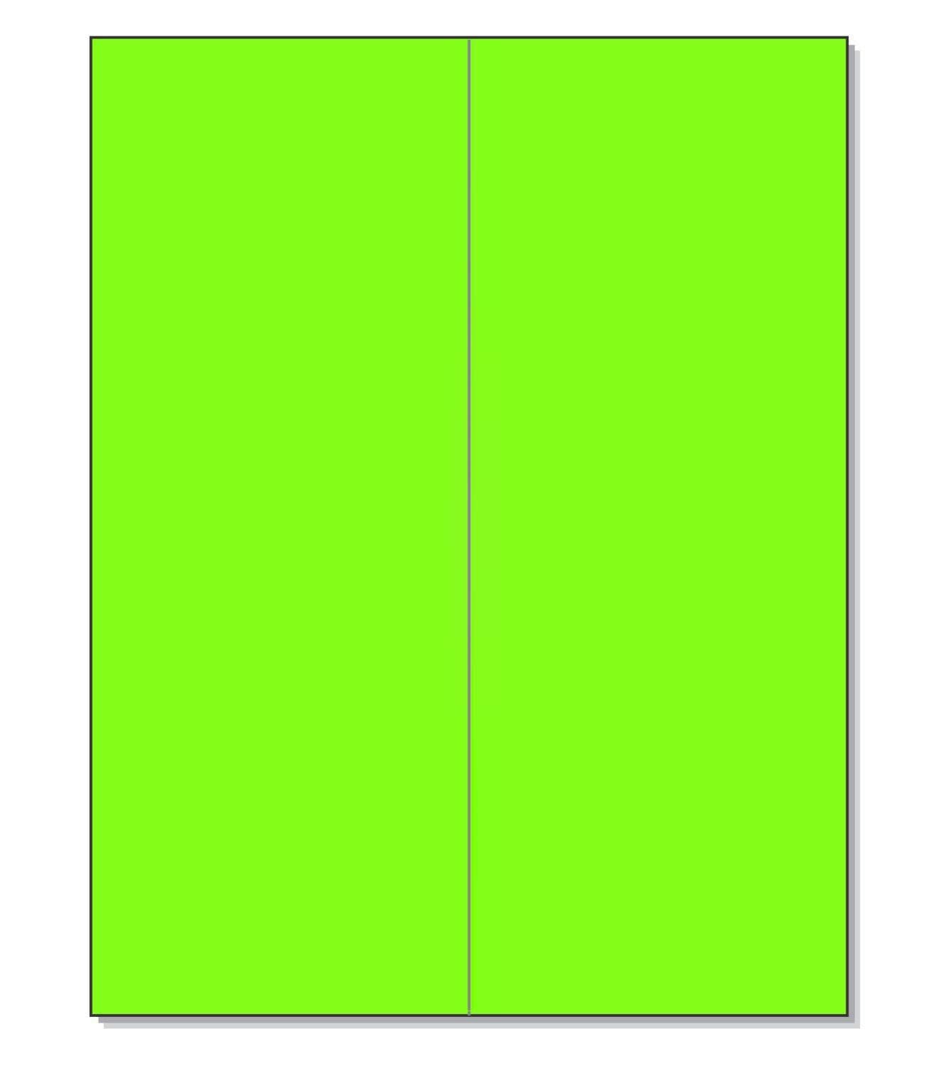 8-1/2 x 11" Neon Color High Light Fluorescent Labels for Laser & Inkjet Printer (Green Fluorescent, 4-1/4" x 11" - 2 Per Page | 50 Labels)