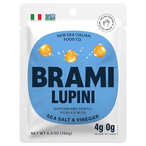 BRAMI Lupini Beans Snacks Sea Salt Vinegar 7g Plant Protein 0g Net Carbs Vegan Vegetarian Keto Plant Based Mediterranean Diet Healthy Snacks Non Perishable 53 Ounce Pack of 1