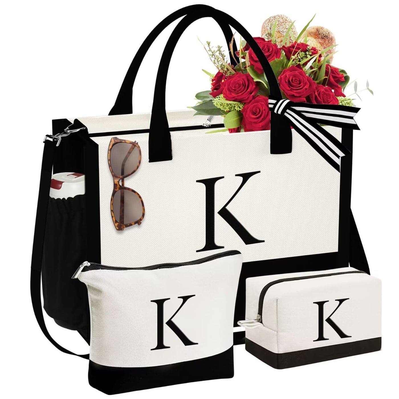YOOLIFE Gifts for Women Birthday Gifts for Women Mom Daughter Sister Friends Personalized Initial Tote Bag Letter K