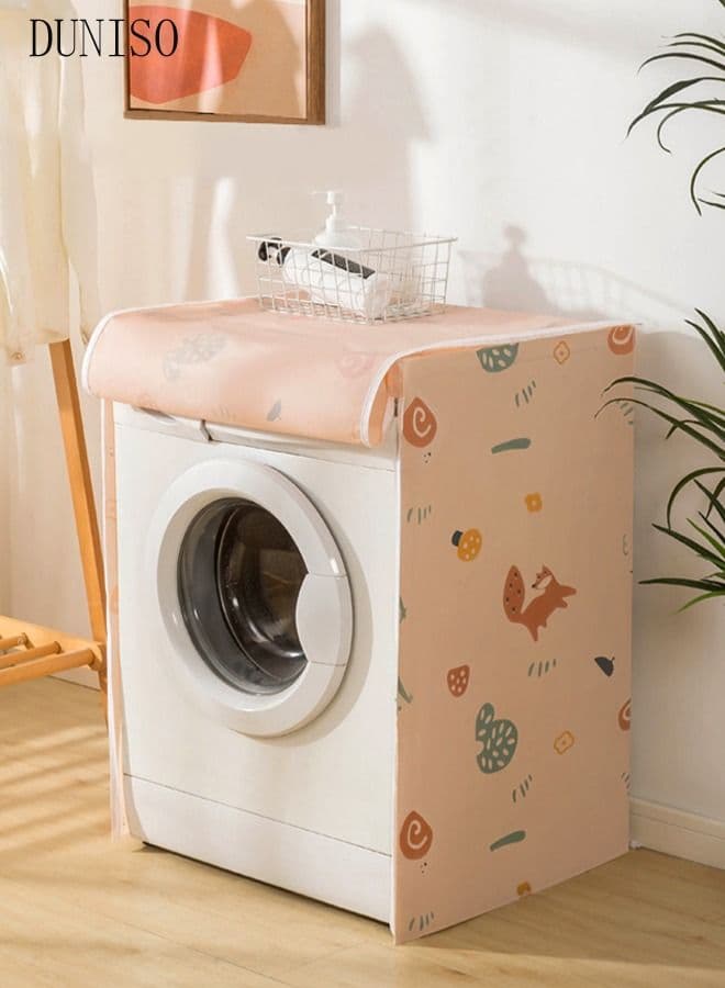 Thick Fabric Washing Machine Cover Waterproof Dustproof Sunscreen Durable Washer Cover with Smooth Zipper and Velcro for Laundry Kitchen Home