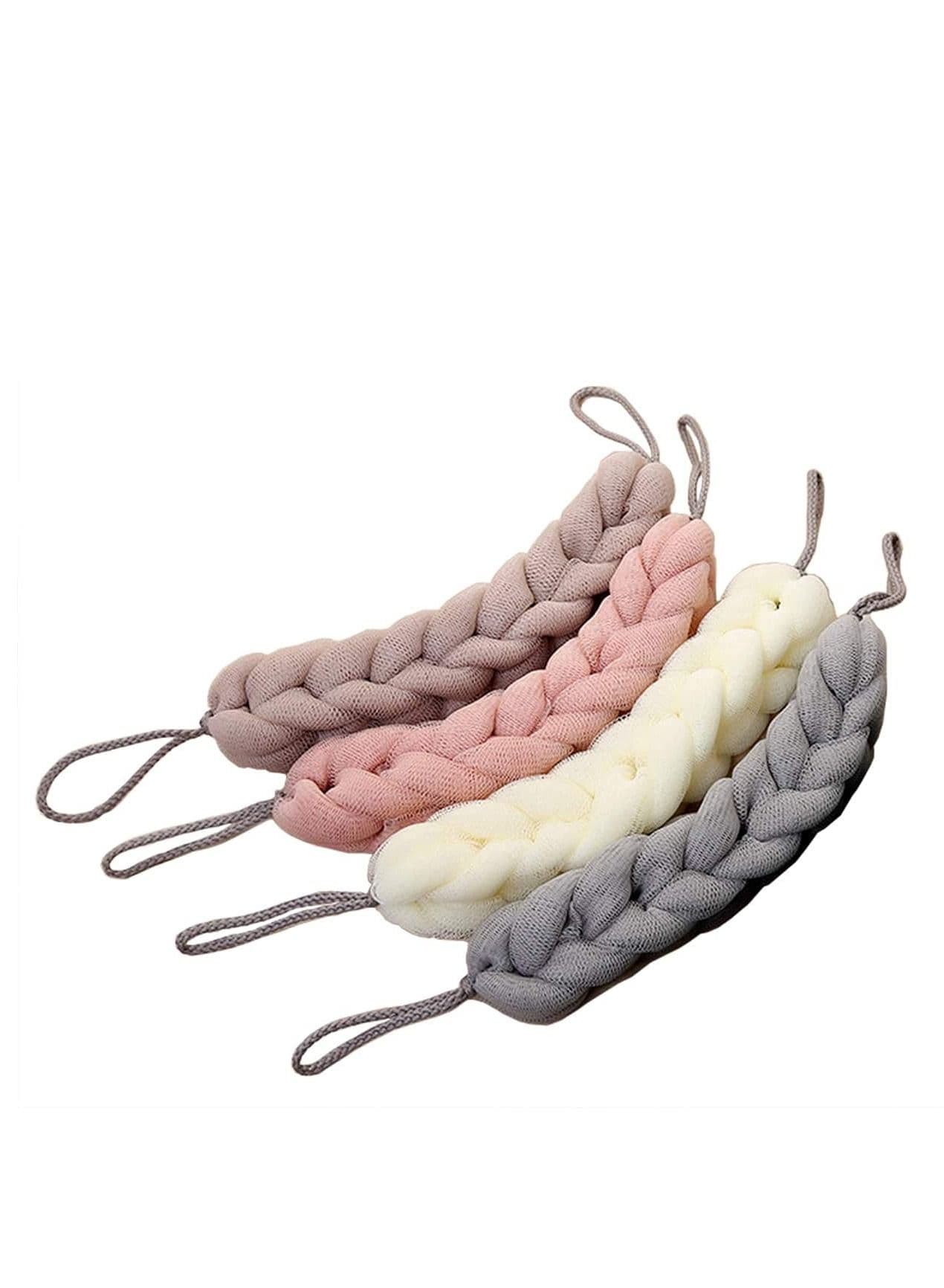 Four Pack Long Handle Back Sponge with Rope Handles Exfoliating Mesh Shower Body Scrub Loofah for Men and Women