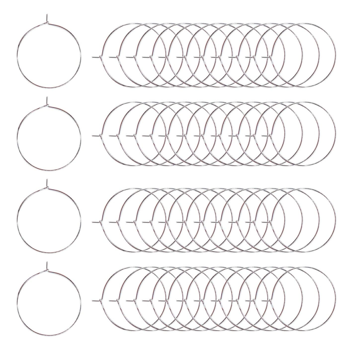 TOAOB 100pcs 25mm Wine Glass Charm Rings Silver Plated Open Jump Rings Earring Beading Hoop for DIY Jewelry Making Wedding Party Festival Favor
