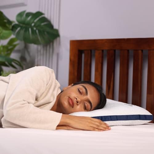 SleepStore Fibrom Slim Pillow for Neck Pain, 18x27 Inch, Pack of 1 | Ultra Thin Pillow for Sleeping | Orthopedic Cervical Flat Pillow for Stomach & Back Sleepers | Breathable & Lightweight (White)