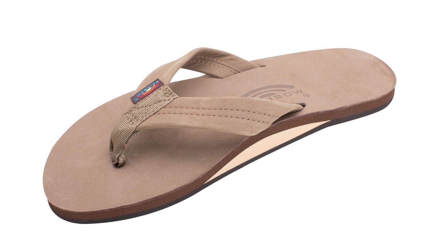 Rainbow Sandals Mens Premier Leather Single Layer Dark Brown Size Large 95105