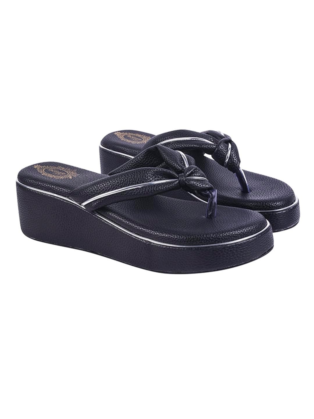 Shoetopia Black Wedges Sandal for Women & Girls Criss-Cross Strap Design Stylish Comfortable, Durable Heels – Perfect for Casual & Party EU40