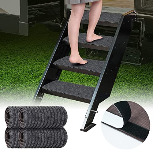 ESUDNT RV Step Covers 4 Pack RV Step Rug RV Stair Covers Carpets for Mobile Home Camper 24 inch Wide 2475 Black