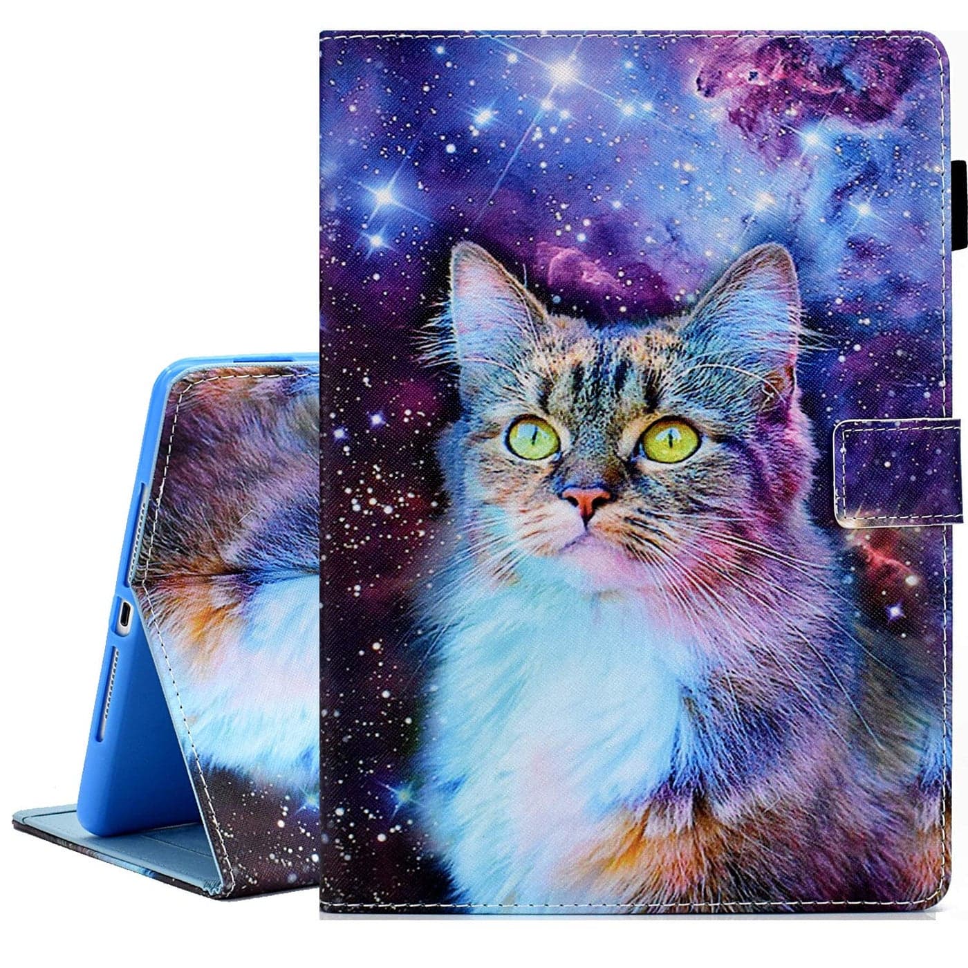 KEROM Case for iPad 9th8th7th Generation iPad 102 Case 202120202019 Model iPad 987 Case PU Leather Folio Folding Stand Cover for iPad 102 inch Auto WakeSleep Space Cat