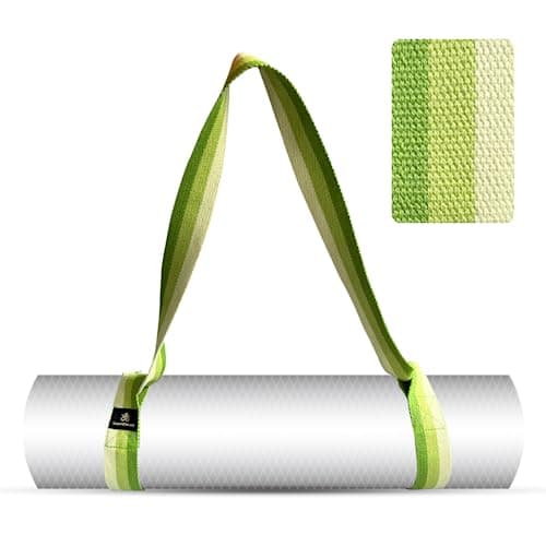 Samadhaan Yoga Mat Carrier Strap | Yoga Mat Holder Straps | Adjustable Mat Holder Sling for Carrying Mats | With Thick, Durable, & Comfy Texture | Portable & Secure Grip | Yoga Mat Strap | Green- 64”