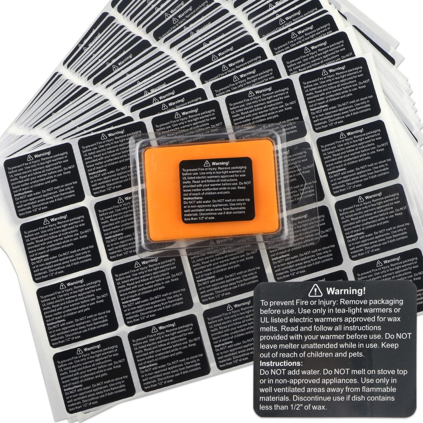 MILIVIXAY 500pcs Black Wax Melt Warning Labels Wax Melt Warning Stickers 18 x 15 inches