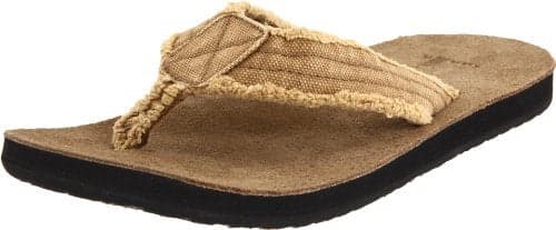Sanuk Mens Fraid Not | Flip Flops for Men | Mens Sandals | Beach Sandals | Supportive & Lightweight | Comfort Footbed, Khaki, 8