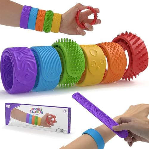 Sensory Slap Bracelets Toys for Kids Adults 6Pcs Textured Fidget Bracelet Stress Relief Toys for Kids with Autism ADHD Anxiety Classroom Rewards OfficeEaster Basket Stuffers for Boys Girls