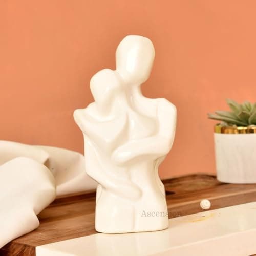 ascension Hugging Couple Sculptures Ceramic Romantic Couple Statue Family Figurine Decorative Showpiece for Valentine Gift Living Room House Warming Anniversary Birthday Office & Home Decor
