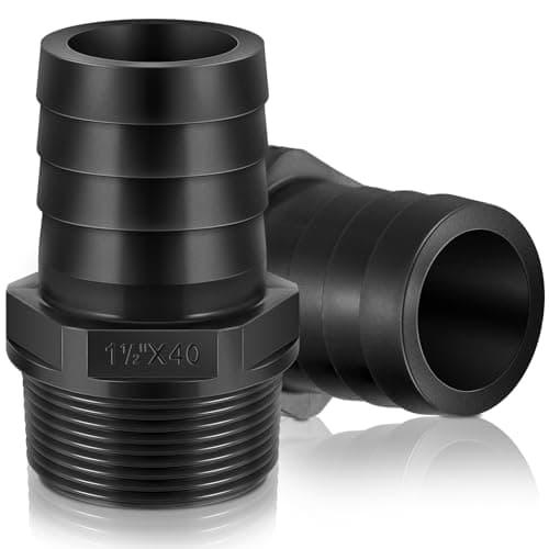Innconee 2 Pieces Pool PVC Fitting Tube Fitting Adapter Barbed Hose Fittings Barbed x NPT Male for Industrial Tube Portable Water Garden Kitchen Hose Swimming Pool Pump(1-1/2",Black,2 Pcs)