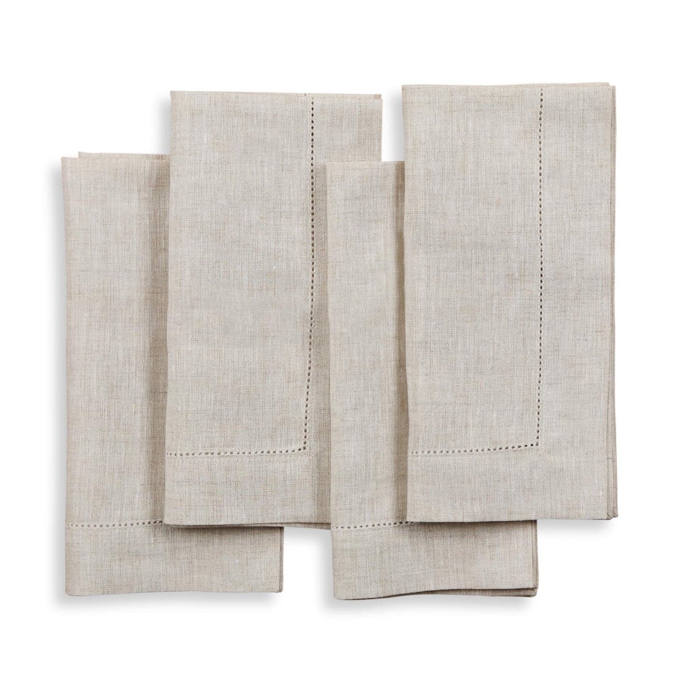 Solino Home Light Natural Linen Napkins Set of 4100 Pure Linen Hemstitch Dinner Napkins 20 x 20 Inch for Spring Easter Classic Hemstitch