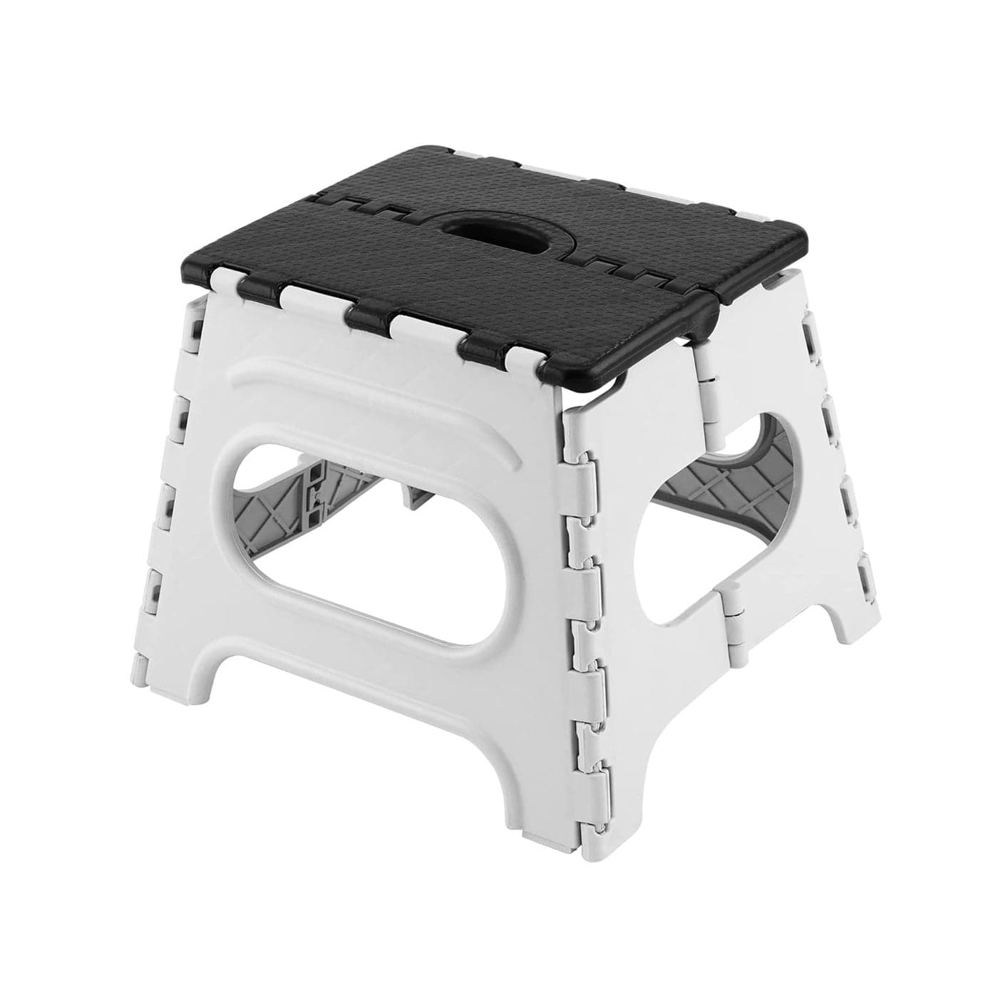 Primelife 12 Folding Step Stool for Adults and Kids NonSlip Folding Stools with Portable Handle Compact Plastic Foldable Step Stool for BathroomBedroom Kitchen BlackWhite
