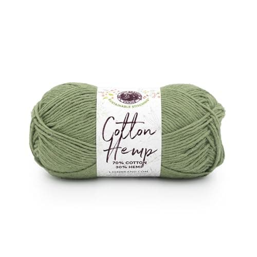 Lion Brand Yarn Cotton Hemp Soft Durable Yarn for Crochet and Knitting 1 Pack Olive