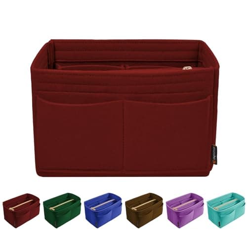 OMYSTYLE Darkred Large Organizer Insert, Felt Tote Bag Organizer Insert with 5 Sizes, Handbag Dividers for Inside Purse, Compatible with Longchamp, Neverful, Speedy and More