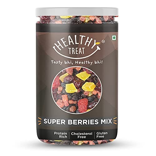 Healthy Treat Super Berries Mix 250 gm | 7+ Varieties like Cranberries, Blueberries, Strawberries, Dried Cherries, Black Current, Raisins, Dried Mango | Mix Berries | Antioxidant Rich | Healthy Snack for Kids and Adults | Gluten Free, Vegan