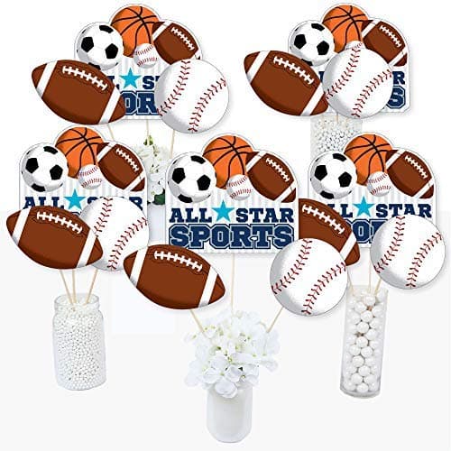 Big Dot of Happiness Go Fight Win Sports Baby Shower or Birthday Party Centerpiece Sticks Table Toppers Set of 15