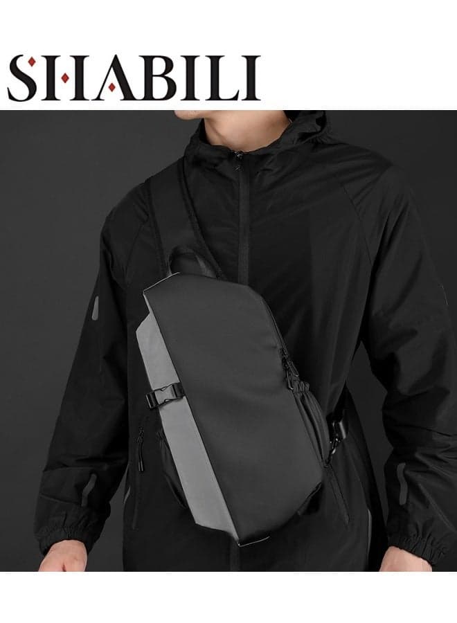 Men's Outdoor Sports Crossbody Bag, Boys Large Capacity Motorcycle Style Sling Bag Chest Bag Riding Bag Hiking Bag, Daily Commuter Side Bag Cycle Bag Phone Bag Gent Bag for Teenager, College Students