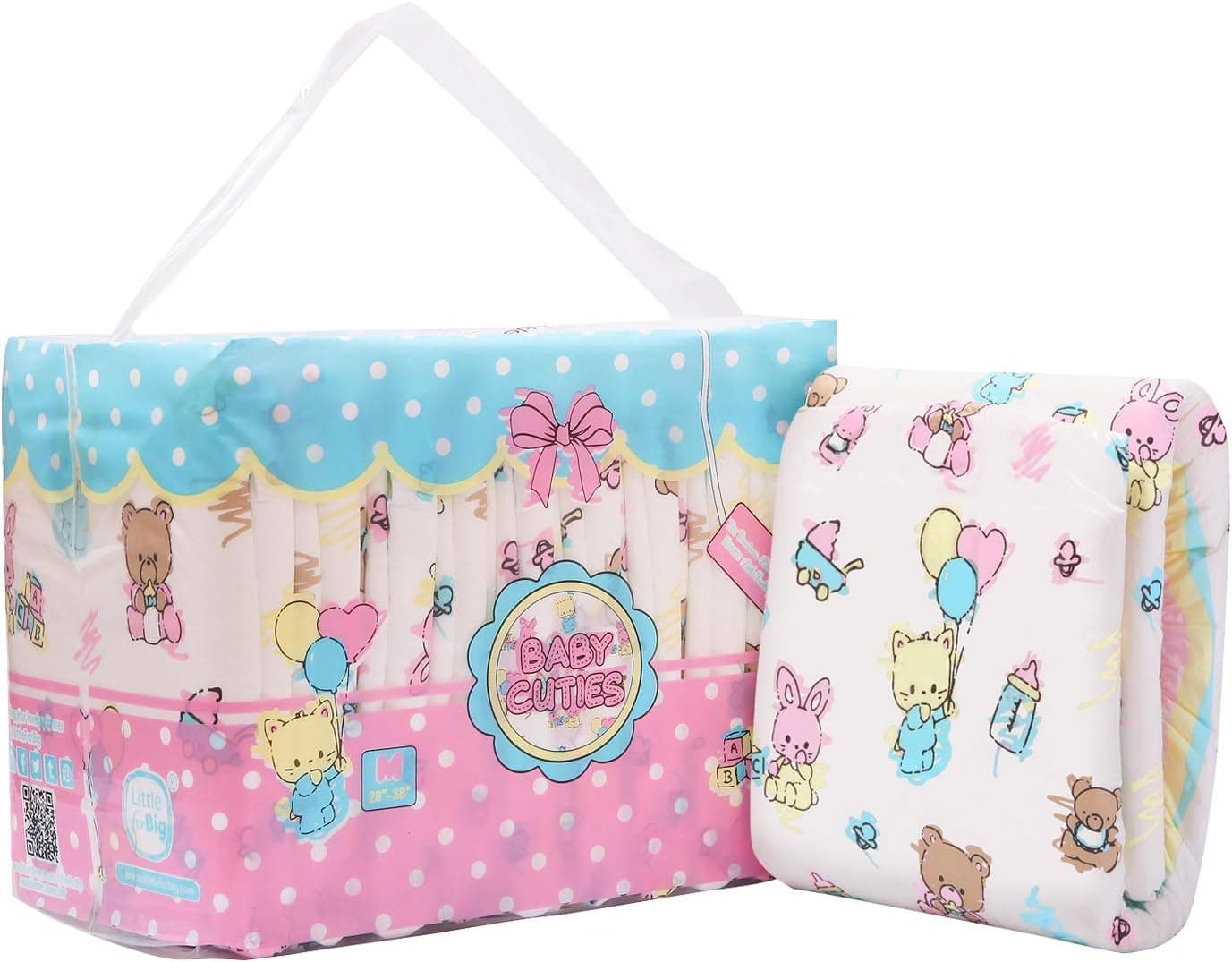 Littleforbig Printed Adult Brief Diapers 10 Pieces Baby Cuties Medium 2838