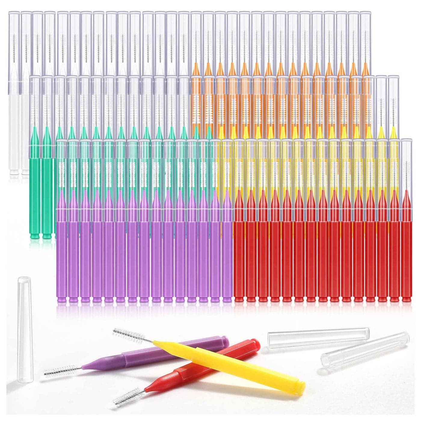 Modacraft 120Pcs Interdental Brush 6 Sizes Braces Brush Toothpicks with Soft Bristles 360 Bendable Floss Heads Dental Brushes Between Teeth Gum Braces Cleaning Kit Oral Tooth Cleaning Tool