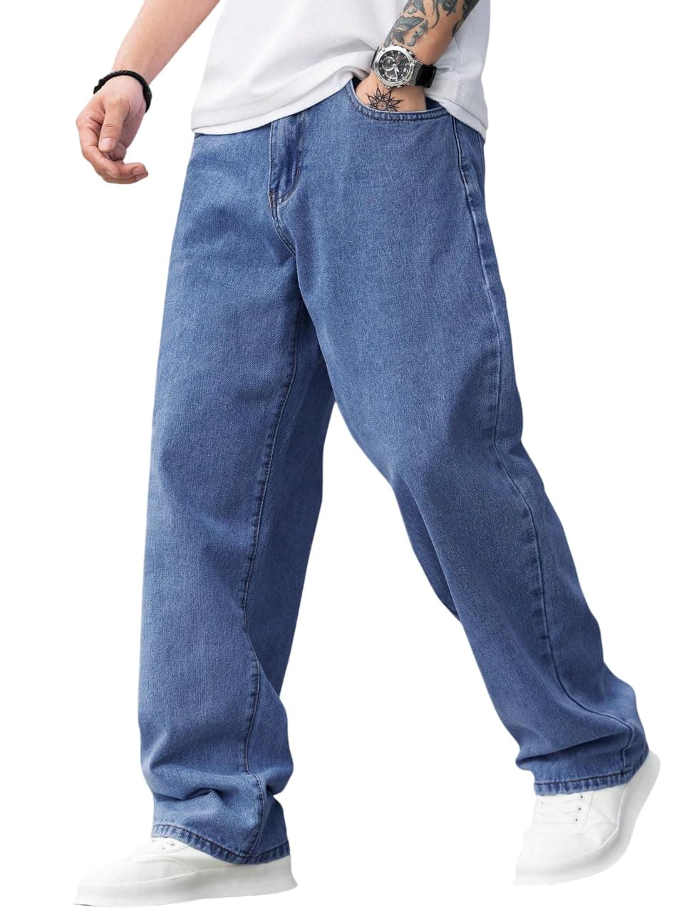 TAGAS Men's Mid Rise Regular Jeans (MDJ-11-MEDIUM 34_Medium Blue