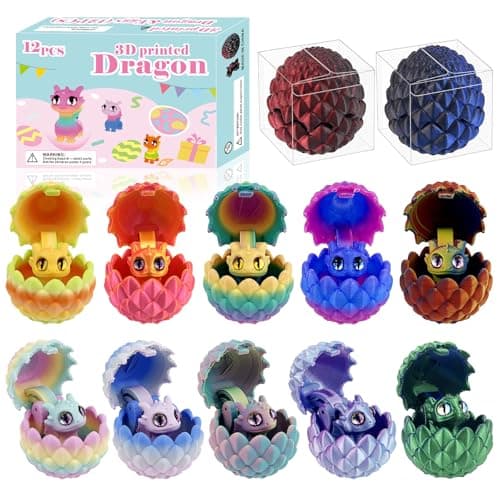 YVBBHE 12 PCS Small 3D Dragon Eggs with Dragon Inside Mini Flying Dragons with Eyes and WingsEaster Basket Stuffers Mini Animal Easter Egg Set Unique Cute Easter Basket Essentials for Kids C