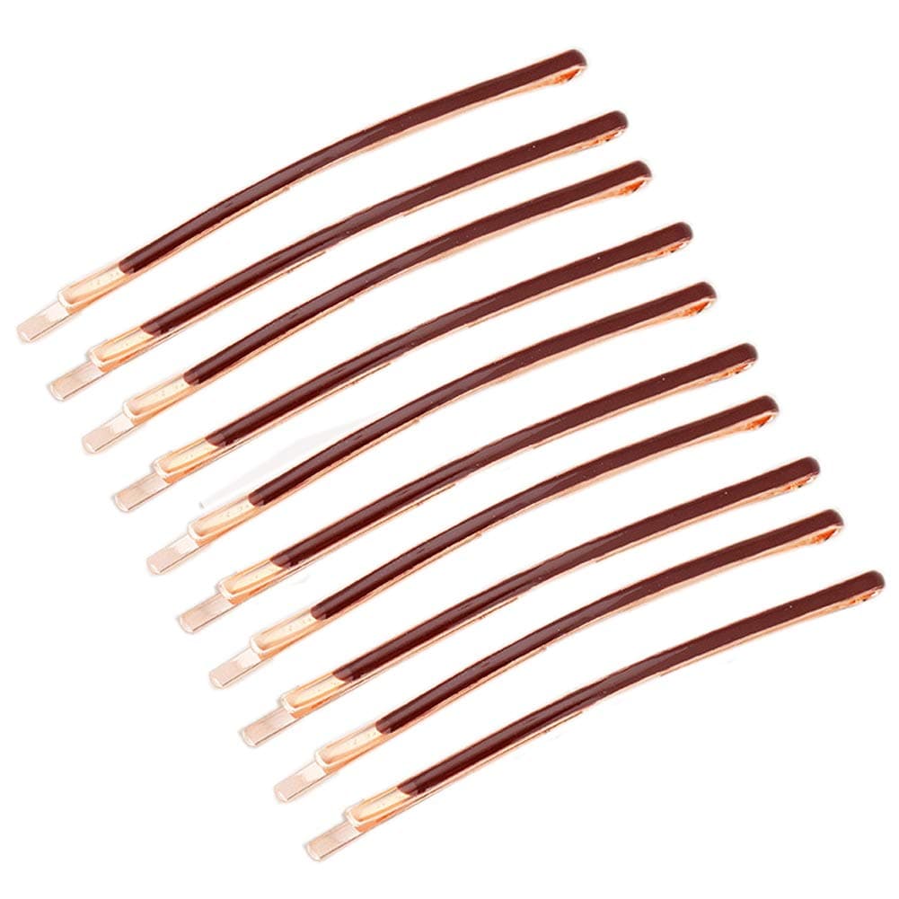 10Pcs Curved Jumbo Bobby Pins Long Metal Hair Clips for Women Teen Girls Hair Decorative Coffe