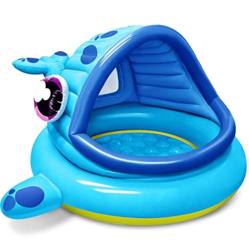 JOYIN Inflatable Shade Kiddie Pool,Whale Baby Pool Tent, Infant Swimming Pool for Kids (54" x 56" x 28"),Blow Up Toddler Pool for Swim Party Toys Summer Water Beach Fun