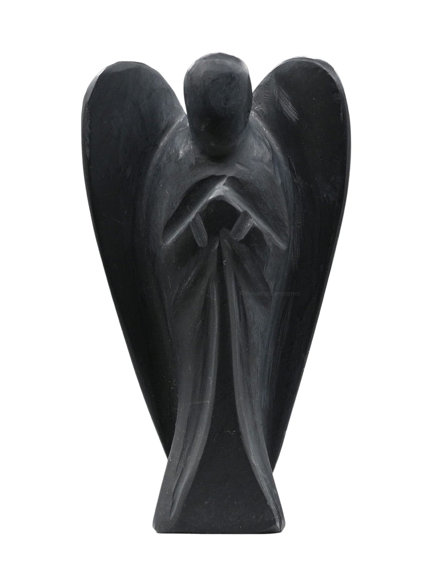 Amazing Gemstone Shungite Crystal Guardian Angel Figurines Ornament for Healing Birthstone Decoration Statue Hand Carved Pocket Gemstone Angel 3 inch