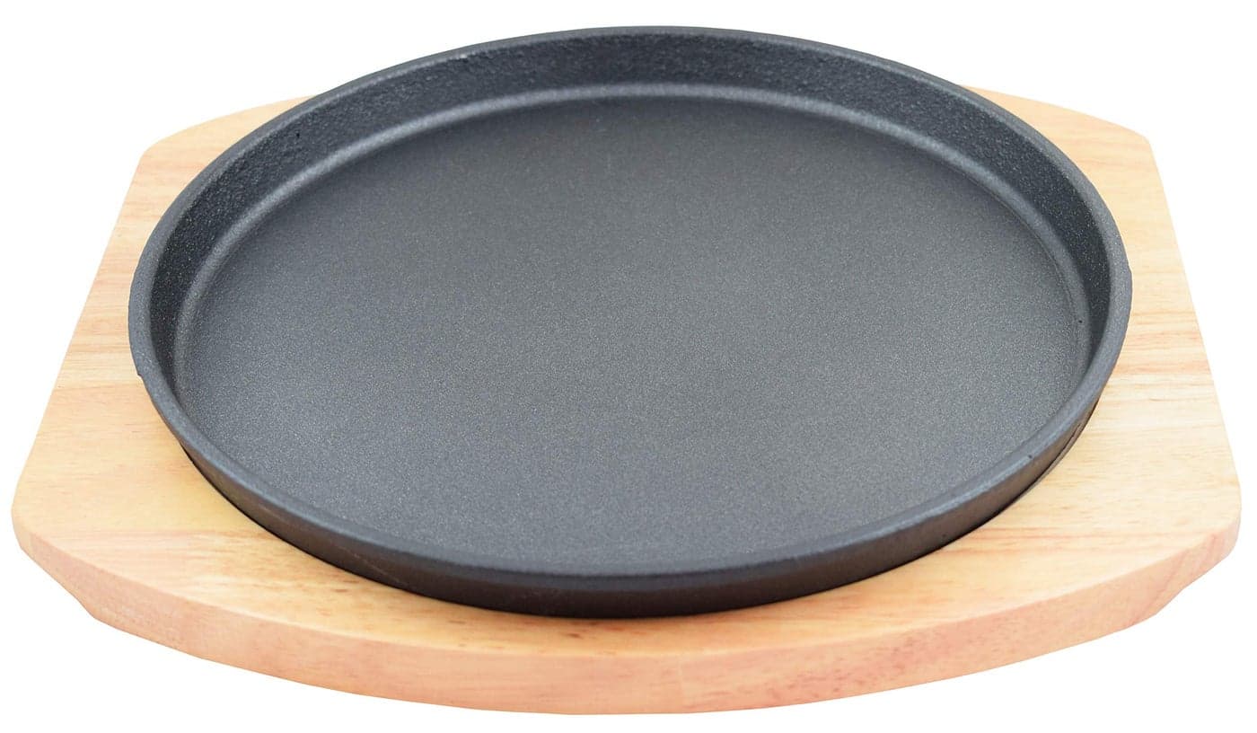 Round Cast Iron Set WRubber Wood Underliner 1025