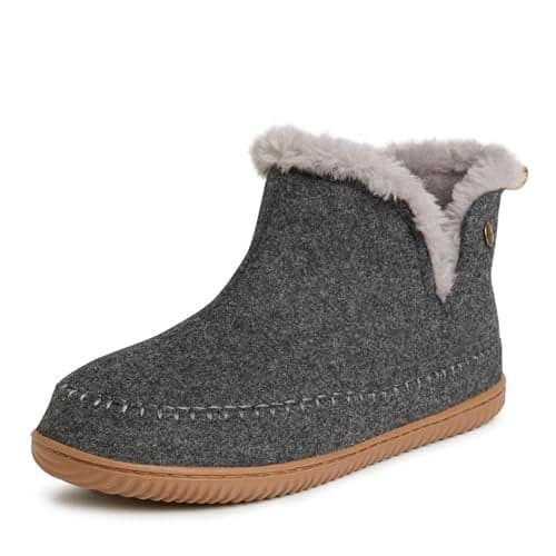 Alpine by Dearfoams Men's Brixen Indoor/Outdoor Memory Foam Boot Slipper, Dark Heather Grey, 11W
