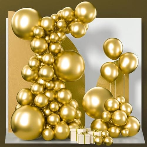PartyWoo Gold Balloons 152pcs Different Sizes of 18 12 10 5 Inch Gold Balloon Arch Kit Garland for Birthday Wedding Anniversary Baby Shower Graduation Retirement Casino Party Decorations GoldG101