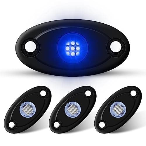 LY8 4Pods LED Rock Lights Blue Neon Underglow Lighting for Car Trucks ATV UTV SUV Boat Underbody Glow Trail Rig Light (Blue)