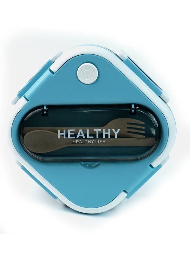 Little Surprise Box,Blue White Rounded Square Stainless Steel Kids Lunch Box