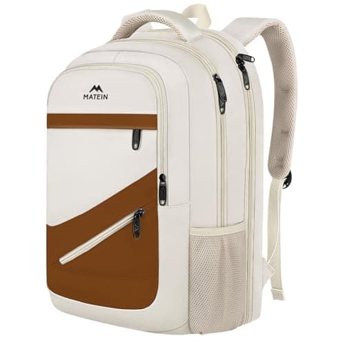 MATEIN 173 Inch Womens Laptop Backpack Water Resistant Work Business Backpack with Multiple Pockets Fits 17 Inch Computer Notebook Spacious Commute Bag TSA Approved and Comfortable Beige Brown