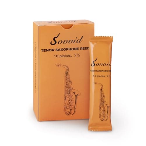 Sovvid Handcrafted Tenor Saxophone Reeds 2.5 – Premium Natural reed, Warm & Rich Tone, Durable & Consistent, Thinner Tip for Easy Play, Individually Packed with Reed Case (Box of 10)