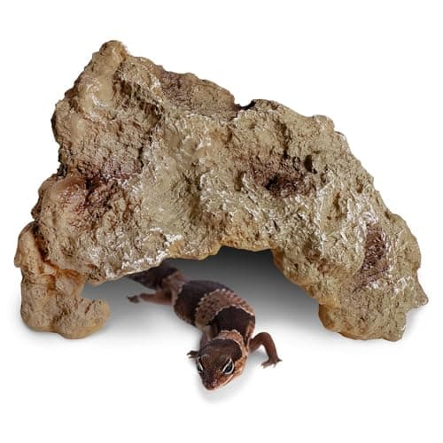 Hamiledyi Reptile Rock Hide Cave Reptile Hide Leopard Gecko Hide Bearded Dragon Hideout Terrarium Habitat Decor Reptile Hideout for Snake Lizard Gecko Turtle Hermit Crab Frog (M)