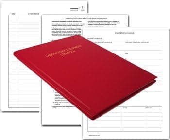 BookFactory Lab Equipment Log Book 96 Pages 8 x 10 Red Cover Section Sewn Hardbound LOG096SEQLRT11