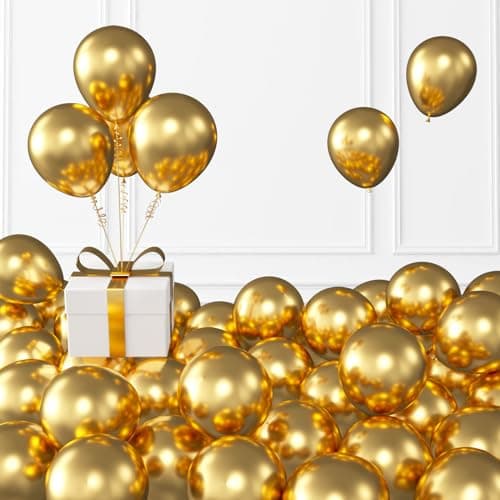 KALOR Metallic Gold Balloons 100 pcs 5 inch Thick Latex Chrome balloons for Balloon Garland Arch Birthday Decoration Wedding Party Baby Shower Decorations